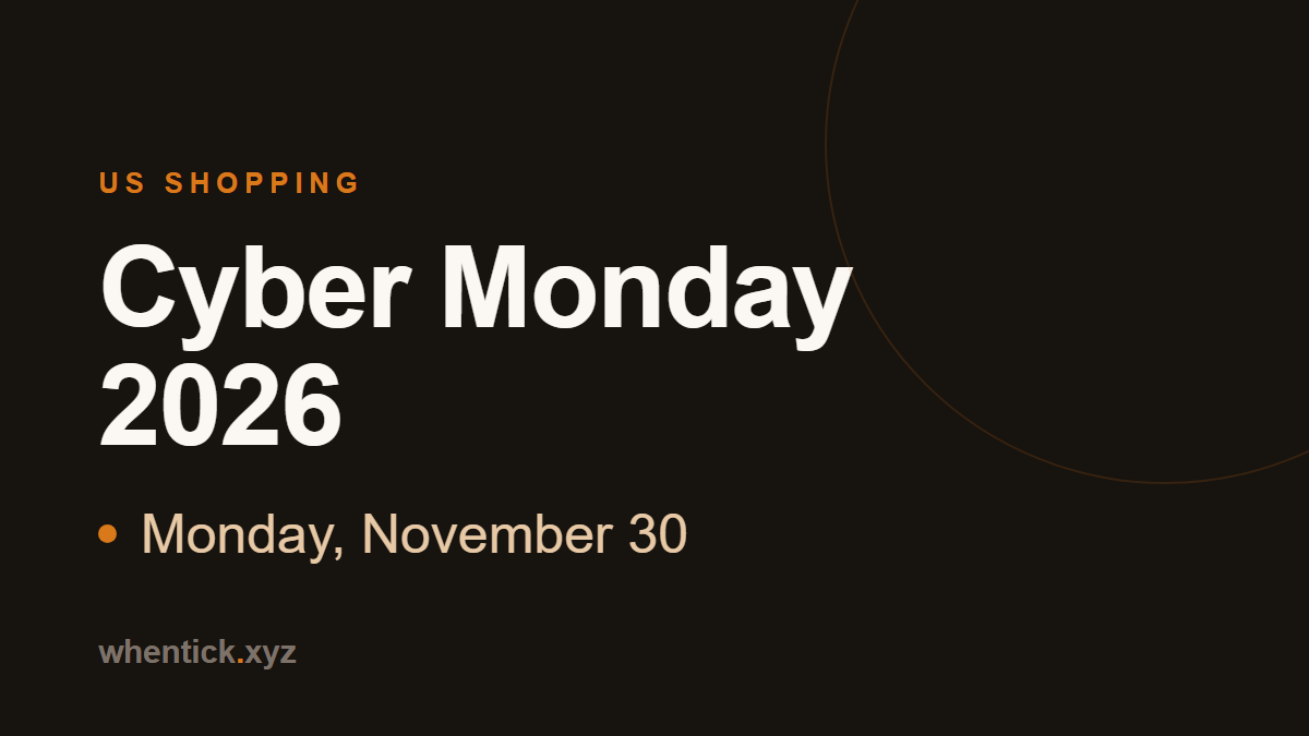 Cyber Monday 2026 date card - Monday, November 30