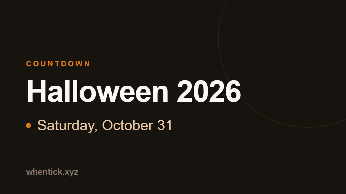 Halloween 2026 countdown card - Saturday, October 31