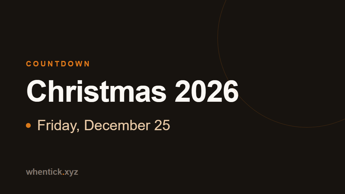 Christmas 2026 countdown card - Friday, December 25