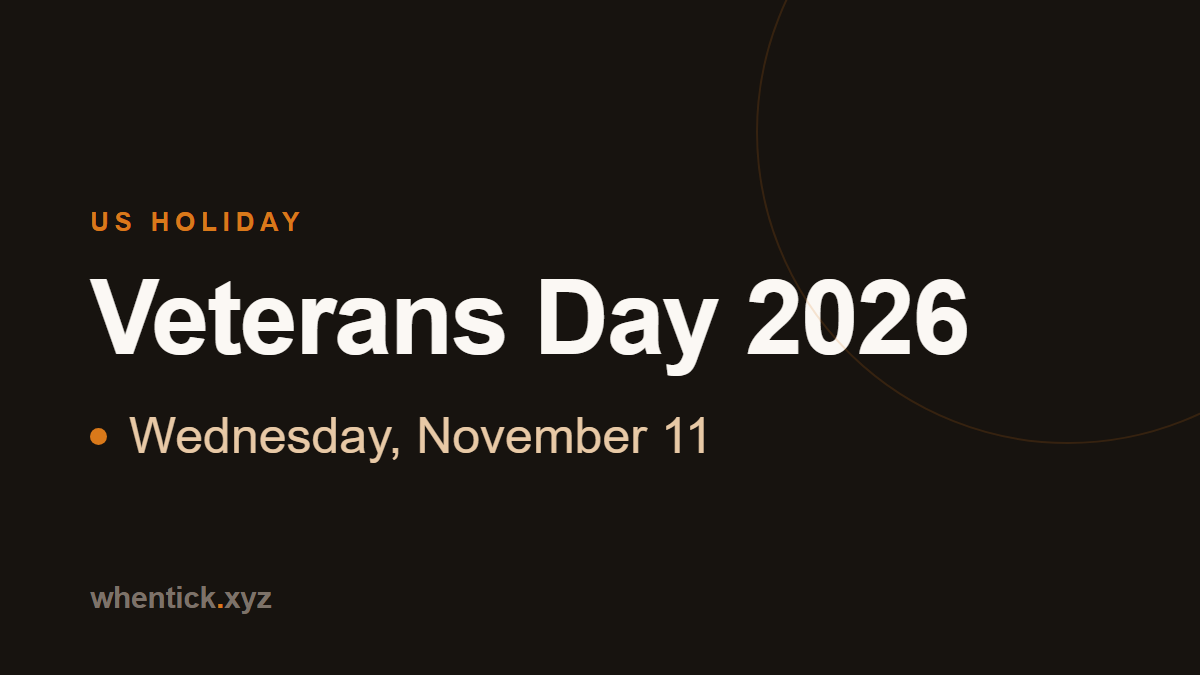 Veterans Day 2026 date card - Wednesday, November 11