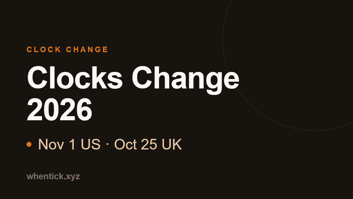 Clocks change 2026 card - November 1 US and October 25 UK